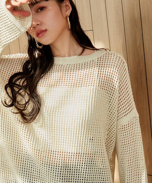 VIS（ビス）の「透かし編みメッシュラメニット（ニット/セーター・レディース・ブラック/ブルー系その他/キナリ・FREE）」の21枚目の写真