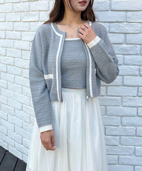 □ 47223★年 シーニュ ラメニットカーディガン アンサンブル キャミソール □ 47223☆年 シーニュ ラメニットカーディガン アンサンブル