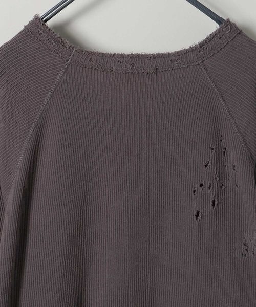 JEANASIS（ジーナシス）の「ヘビークラッシュリブロンTEE/109942（Tシャツ/カットソー・レディース・チャコールグレー/ブラック/オフホワイト・FREE）」の11枚目の写真