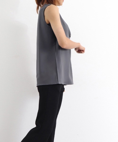 Miniministore(ミニミニストア)の「ギャザーブラウスVネックレディースシャツノースリーブ袖なしノースリーブ(シャツ/ブラウス・レディース・ミント/ダークグレー/ホワイト/ライトベージュ/ブラック・M/XL/L)」の18枚目の写真
