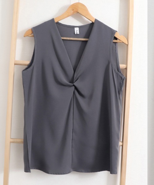 Miniministore(ミニミニストア)の「ギャザーブラウスVネックレディースシャツノースリーブ袖なしノースリーブ(シャツ/ブラウス・レディース・ミント/ダークグレー/ホワイト/ライトベージュ/ブラック・M/XL/L)」の20枚目の写真