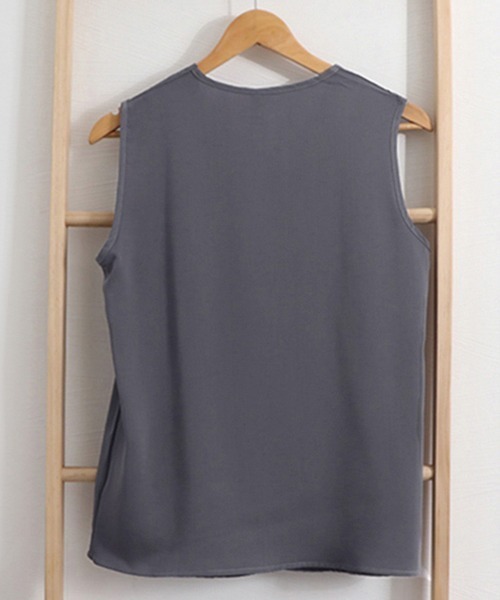 Miniministore(ミニミニストア)の「ギャザーブラウスVネックレディースシャツノースリーブ袖なしノースリーブ(シャツ/ブラウス・レディース・ミント/ダークグレー/ホワイト/ライトベージュ/ブラック・M/XL/L)」の21枚目の写真