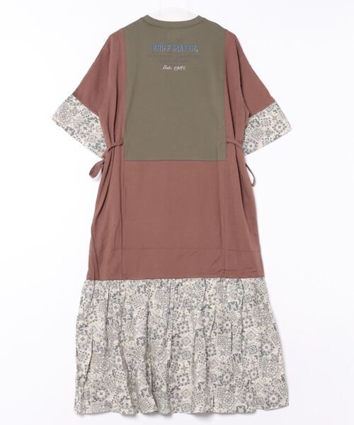 KRIFF MAYER Lady's Collection（クリフメイヤーレディースコレクション）の「カット×布帛リメイク風ワンピース（ワンピース・レディース・ブラウン/ブラック/オートミール/チャコール・LARGE/MEDIUM）」の5枚目の写真