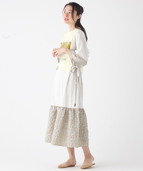 KRIFF MAYER Lady's Collection（クリフメイヤーレディースコレクション）の「カット×布帛リメイク風ワンピース（ワンピース・レディース・ブラウン/ブラック/オートミール/チャコール・LARGE/MEDIUM）」の8枚目の写真