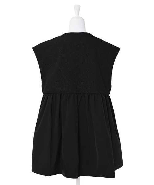 Narcissus(ナルシス)の「ジャガードブラウスジャケット ベスト オケージョン(ノーカラージャケット・レディース・ブラック/ベージュ・FREE)」の9枚目の写真