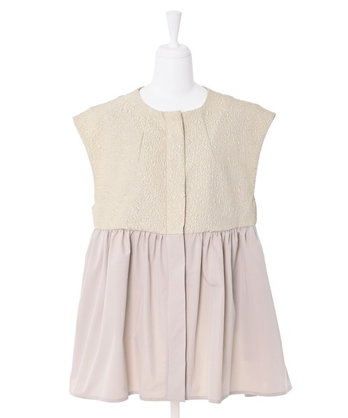 Narcissus(ナルシス)の「ジャガードブラウスジャケット ベスト オケージョン(ノーカラージャケット・レディース・ブラック/ベージュ・FREE)」の11枚目の写真