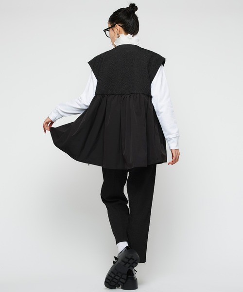 Narcissus(ナルシス)の「ジャガードブラウスジャケット ベスト オケージョン(ノーカラージャケット・レディース・ブラック/ベージュ・FREE)」の4枚目の写真