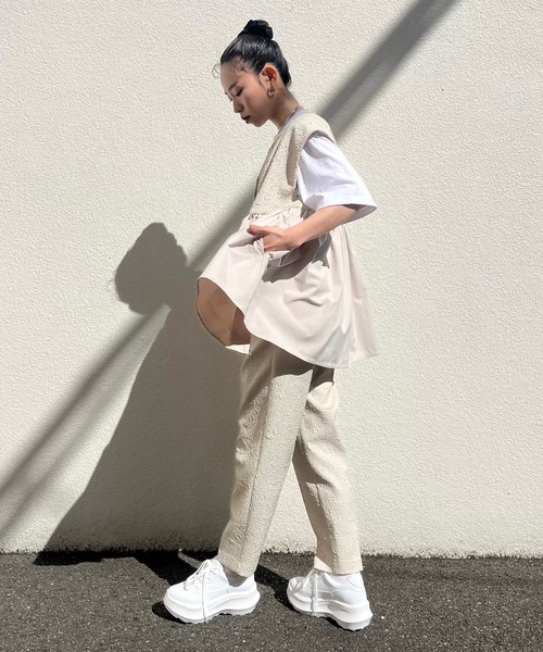 Narcissus(ナルシス)の「ジャガードブラウスジャケット ベスト オケージョン(ノーカラージャケット・レディース・ブラック/ベージュ・FREE)」の18枚目の写真