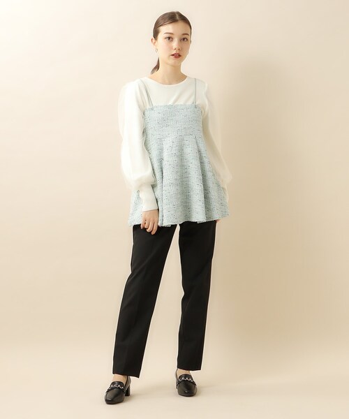 index（インデックス）の「◆≪美人百花掲載≫ 2way/ツイードジャージベアトップキャミ【洗濯機洗い可】（タンクトップ・レディース・ブラック系3/グリーン系4/オレンジ系4・36/38/40）」の9枚目の写真