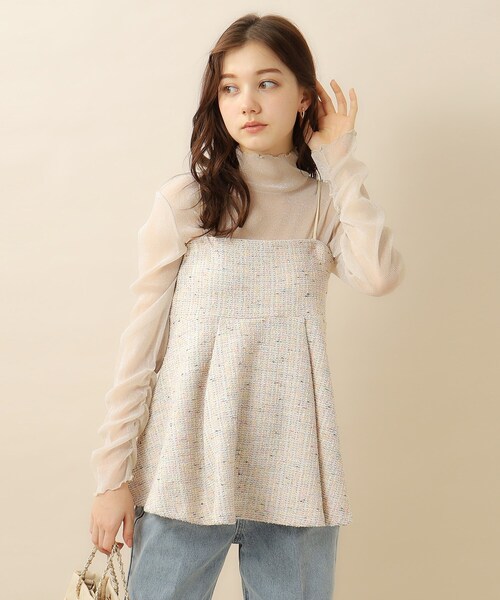 index（インデックス）の「◆≪美人百花掲載≫ 2way/ツイードジャージベアトップキャミ【洗濯機洗い可】（タンクトップ・レディース・ブラック系3/グリーン系4/オレンジ系4・36/38/40）」の12枚目の写真