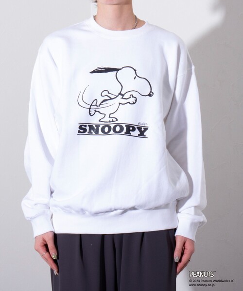 PEANUTS（ピーナッツ）の「【PEANUTS/ピーナッツ】プリント クルーネックスウェット（スウェット・メンズ・グレー/ネイビー/ホワイト/グリーン・L/M）」の13枚目の写真