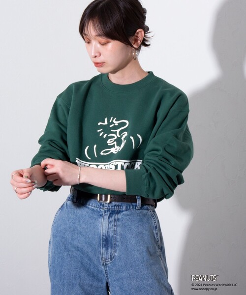 PEANUTS（ピーナッツ）の「【PEANUTS/ピーナッツ】プリント クルーネックスウェット（スウェット・メンズ・グレー/ネイビー/ホワイト/グリーン・L/M）」の16枚目の写真