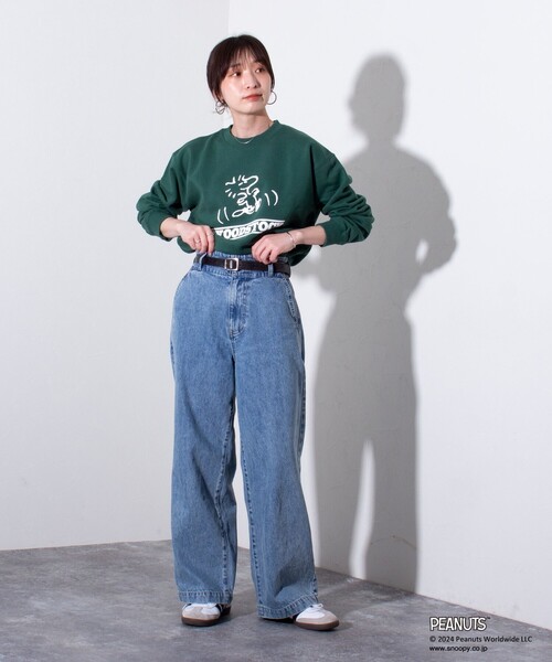 PEANUTS（ピーナッツ）の「【PEANUTS/ピーナッツ】プリント クルーネックスウェット（スウェット・メンズ・グレー/ネイビー/ホワイト/グリーン・L/M）」の6枚目の写真