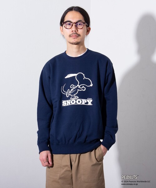 PEANUTS（ピーナッツ）の「【PEANUTS/ピーナッツ】プリント クルーネックスウェット（スウェット・メンズ・グレー/ネイビー/ホワイト/グリーン・L/M）」の7枚目の写真