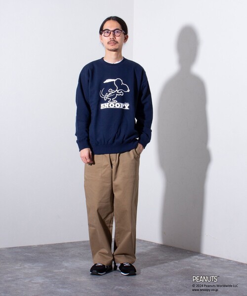 PEANUTS（ピーナッツ）の「【PEANUTS/ピーナッツ】プリント クルーネックスウェット（スウェット・メンズ・グレー/ネイビー/ホワイト/グリーン・L/M）」の9枚目の写真