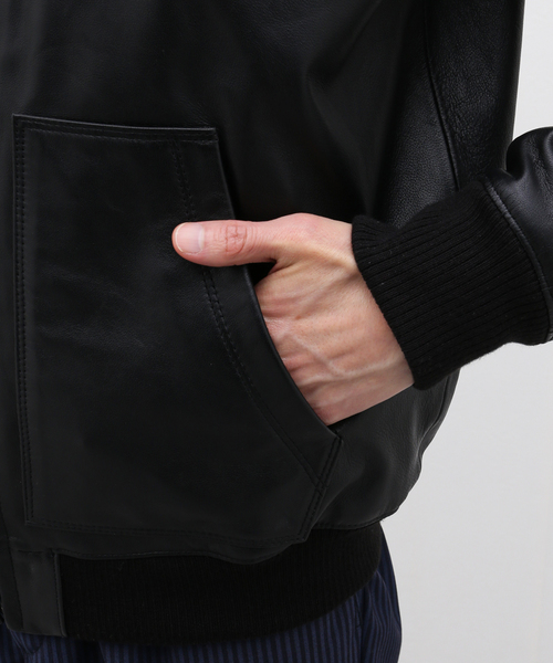 Schott（ショット）の「【Schott / ショット】LEATHER FULLZIP PARKA（ライダースジャケット・メンズ・ブラック・MEDIUM/LARGE/X-LARGE）」の12枚目の写真
