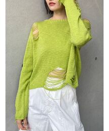 EVRIS | ハイダメージニットトップス(ニット/セーター)