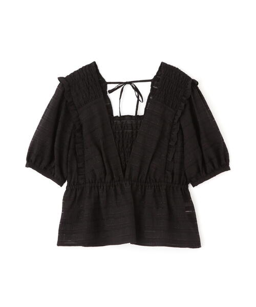 FREE'S MART（フリーズマート）の「◆肩フリルシャーリングペプラムブラウス（シャツ/ブラウス・レディース・ブラック/ホワイト/イエロー・FREE）」の4枚目の写真