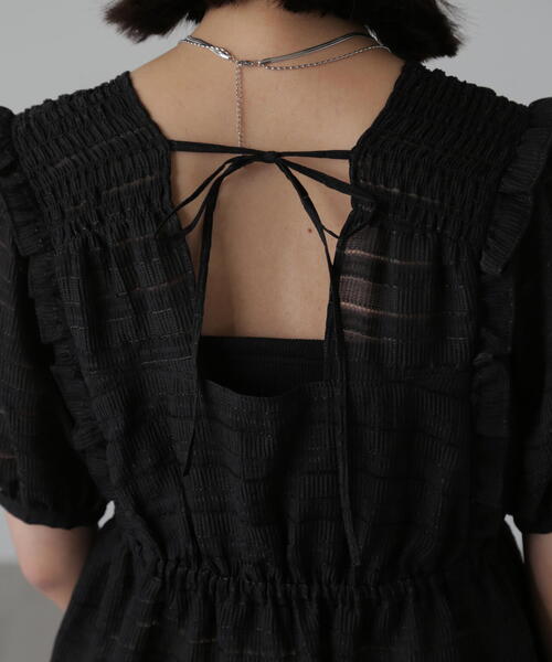 FREE'S MART（フリーズマート）の「◆肩フリルシャーリングペプラムブラウス（シャツ/ブラウス・レディース・ブラック/ホワイト/イエロー・FREE）」の14枚目の写真