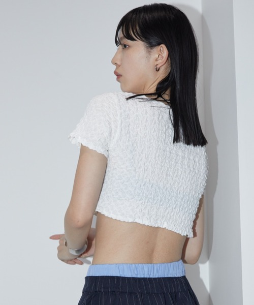Aunt Marie's(アントマリーズ)の「シャーリングコンパクトトップス(Tシャツ/カットソー・レディース・ミント/ホワイト/ブラック・FREE)」の15枚目の写真