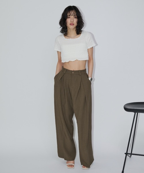 Aunt Marie's(アントマリーズ)の「シャーリングコンパクトトップス(Tシャツ/カットソー・レディース・ミント/ホワイト/ブラック・FREE)」の8枚目の写真