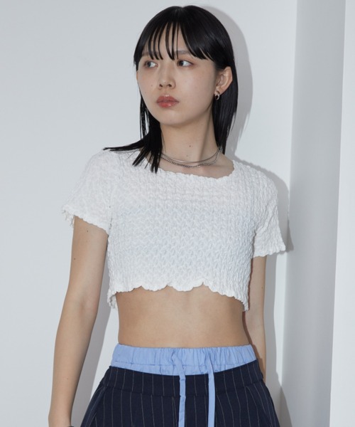 Aunt Marie's(アントマリーズ)の「シャーリングコンパクトトップス(Tシャツ/カットソー・レディース・ミント/ホワイト/ブラック・FREE)」の16枚目の写真