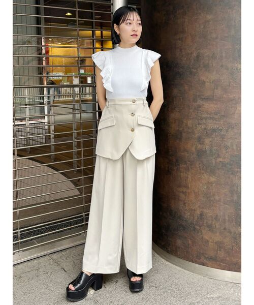 MURUA（ムルーア）の「2WAYラッフルリブニット（ニット/セーター・レディース・ホワイト/ブラック/ブルー・FREE）」の20枚目の写真