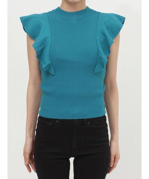 MURUA（ムルーア）の「2WAYラッフルリブニット（ニット/セーター・レディース・ホワイト/ブラック/ブルー・FREE）」の22枚目の写真