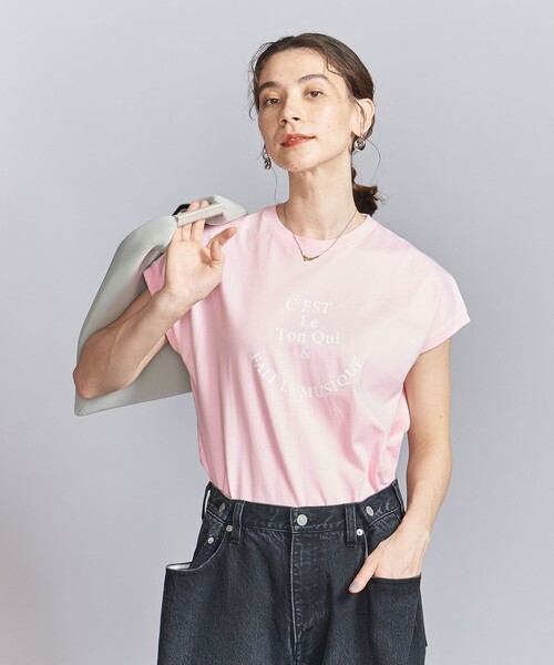 BEAUTY&YOUTH UNITED ARROWS(ビューティーアンドユースユナイテッドアローズ)の「コットン ロゴプリント フレンチスリーブ Tシャツ(Tシャツ/カットソー・レディース・ライトピンク/ホワイト/ダークグレー・FREE)」の1枚目の写真