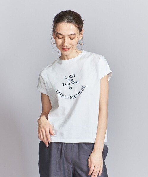 BEAUTY&YOUTH UNITED ARROWS(ビューティーアンドユースユナイテッドアローズ)の「コットン ロゴプリント フレンチスリーブ Tシャツ(Tシャツ/カットソー・レディース・ライトピンク/ホワイト/ダークグレー・FREE)」の2枚目の写真