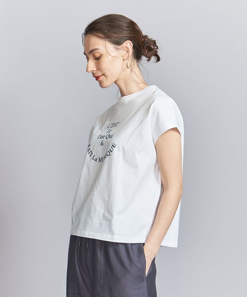 BEAUTY&YOUTH UNITED ARROWS(ビューティーアンドユースユナイテッドアローズ)の「コットン ロゴプリント フレンチスリーブ Tシャツ(Tシャツ/カットソー・レディース・ライトピンク/ホワイト/ダークグレー・FREE)」の4枚目の写真