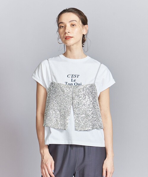BEAUTY&YOUTH UNITED ARROWS(ビューティーアンドユースユナイテッドアローズ)の「コットン ロゴプリント フレンチスリーブ Tシャツ(Tシャツ/カットソー・レディース・ライトピンク/ホワイト/ダークグレー・FREE)」の5枚目の写真