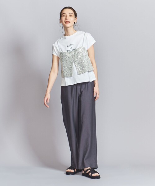 BEAUTY&YOUTH UNITED ARROWS(ビューティーアンドユースユナイテッドアローズ)の「コットン ロゴプリント フレンチスリーブ Tシャツ(Tシャツ/カットソー・レディース・ライトピンク/ホワイト/ダークグレー・FREE)」の6枚目の写真