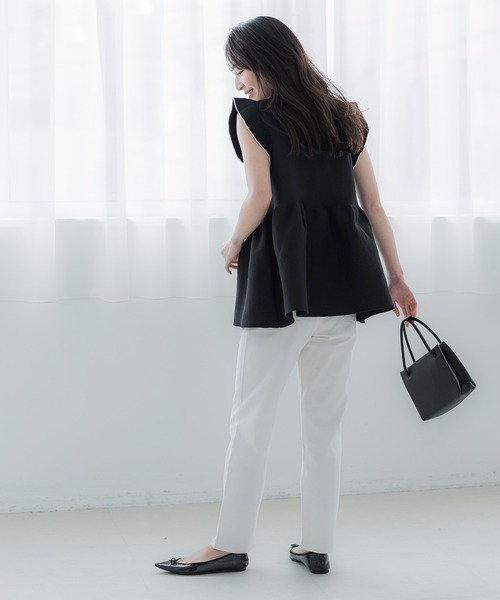 ★美品【UNITED ARROWS】 バイカラー ペプラム ジレ ブラック ☆美品【UNITED ARROWS】 バイカラー ペプラム ジレ ブラック