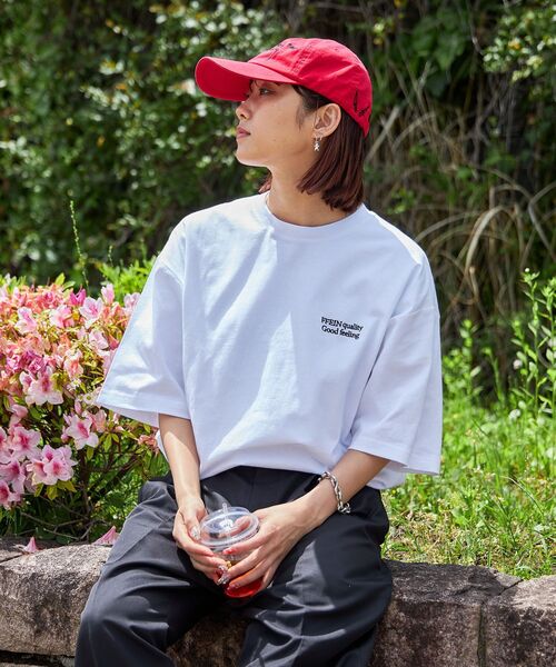 FFEIN（フェイン）の「＊新色追加【FFEIN（フェイン）】ワンポイントロゴ刺繍 / Tシャツ  クルーネック 半袖（Tシャツ/カットソー・メンズ・ブラック/ネイビー/アッシュグレー/ホワイト/ブラウン/レッド・LARGE/MEDIUM/SMALL）」の8枚目の写真