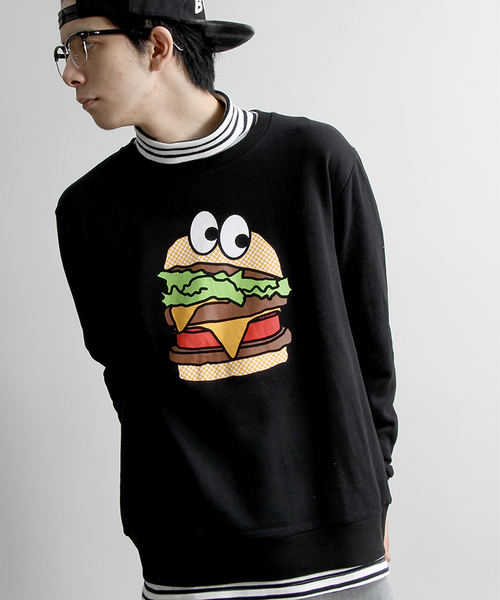 WEGO（ウィゴー）の「WEGO/イラストプルオーバー（スウェット・メンズ・ブラック/ホワイト・MEDIUM/LARGE）」の2枚目の写真