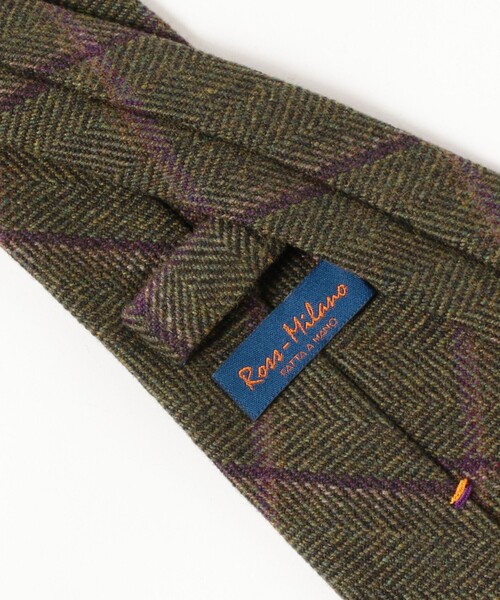 BEAMS F（ビームスエフ）の「ROSS MILANO / ウールカシミヤ チェック柄 ネクタイ（ネクタイ・メンズ・オリーブ・ONE SIZE）」の3枚目の写真