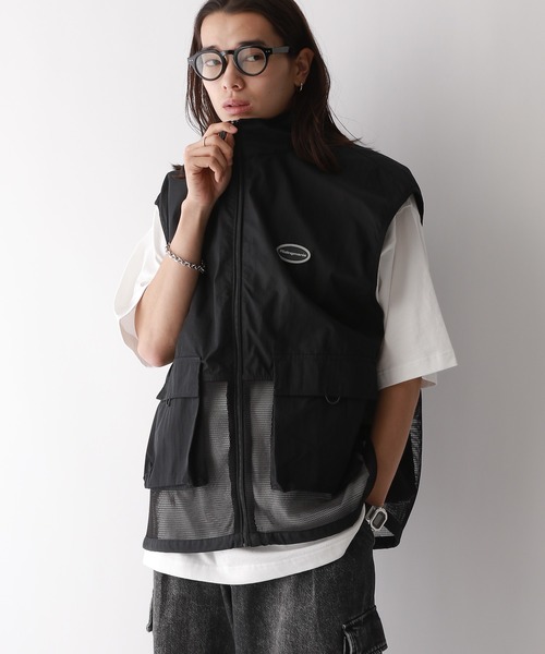 Ridingmania（ライディングマニア）の「【Ridingmania/ライディングマニア】 メッシュ/オーバーサイズミリタリーベスト（ベスト・メンズ・ブラック/グレー系その他・MEDIUM/LARGE）」の2枚目の写真