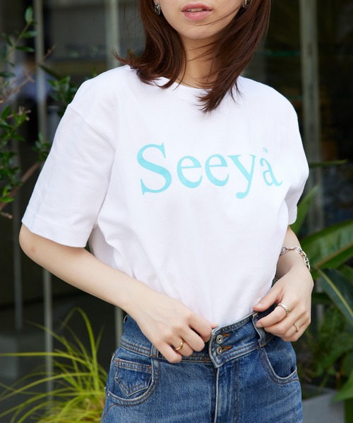 THE FINAL VIEW(ザファイナルビュー)の「【THE FINAL VIEW】seeya message logo print t-shirt unisex メッセージロゴプリントTシャツ 半袖T ユニセックス(Tシャツ/カットソー・レディース・ホワイト/ブラック/ライトピンク/グレー/グレイッシュブルー/ホワイト系その他2/ベージュ/ミント/ネイビー/ライトパープル・M/S/XL/L)」の2枚目の写真