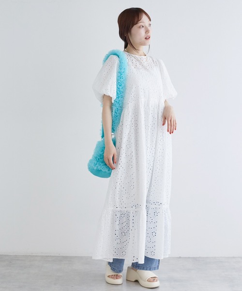 w closet(ダブルクローゼット)の「刺しゅうバックオープンワンピース(ワンピース・レディース・ブラック/ブルー/オフホワイト/オレンジ・FREE)」の8枚目の写真