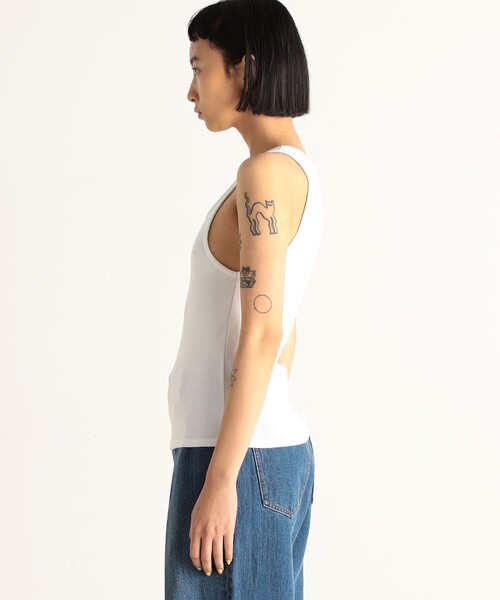 EDITION(エディション)の「コットンフライス アシンメトリータンクトップ(タンクトップ・レディース・ホワイト/ブラック/ブルー/ライトグリーン・36/34)」の8枚目の写真