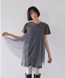 【ZOZO限定】カットソー ドッキング チュールワンピース