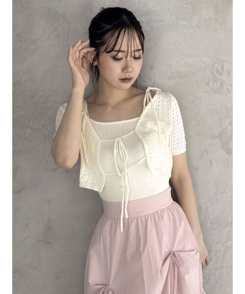 dazzlin(ダズリン)の「フロントリボンクロシェニットSET(ニット/セーター・レディース・レッド/オフホワイト/ライトグレー/チャコールグレー・FREE)」の17枚目の写真