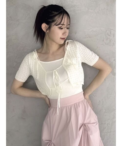 dazzlin(ダズリン)の「フロントリボンクロシェニットSET(ニット/セーター・レディース・レッド/オフホワイト/ライトグレー/チャコールグレー・FREE)」の18枚目の写真