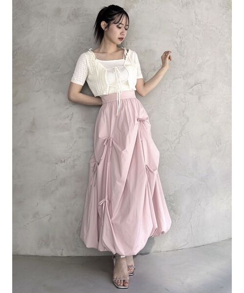 dazzlin(ダズリン)の「フロントリボンクロシェニットSET(ニット/セーター・レディース・レッド/オフホワイト/ライトグレー/チャコールグレー・FREE)」の20枚目の写真