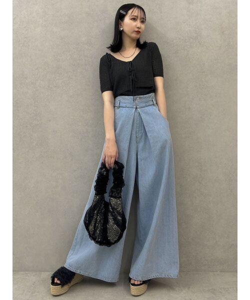 dazzlin(ダズリン)の「フロントリボンクロシェニットSET(ニット/セーター・レディース・レッド/オフホワイト/ライトグレー/チャコールグレー・FREE)」の11枚目の写真