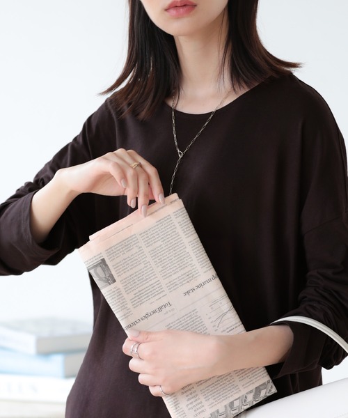 SUNFLOWER EIGHT（サンフラワーエイト）の「ラウンドヘムロンT（Tシャツ/カットソー・レディース・ライトオリーブ/カーキ/ホワイト/チャコールグレー/ダークブラウン/ブラック・M/L）」の4枚目の写真