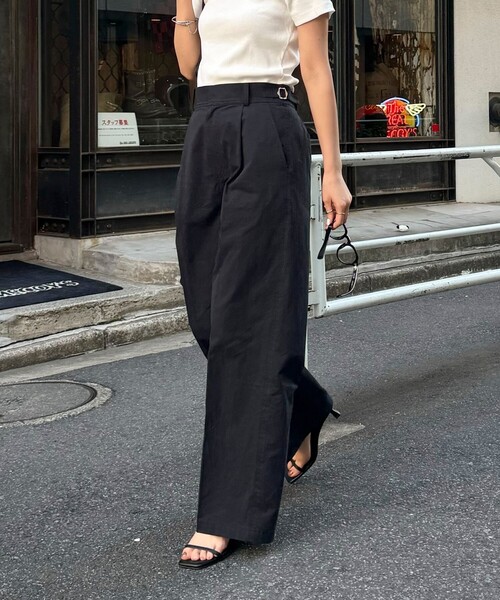 fredy emue チノタックパンツ 黒 38号 fredy emue（フレディエミュ）の「チノタックパンツ（チノパンツ