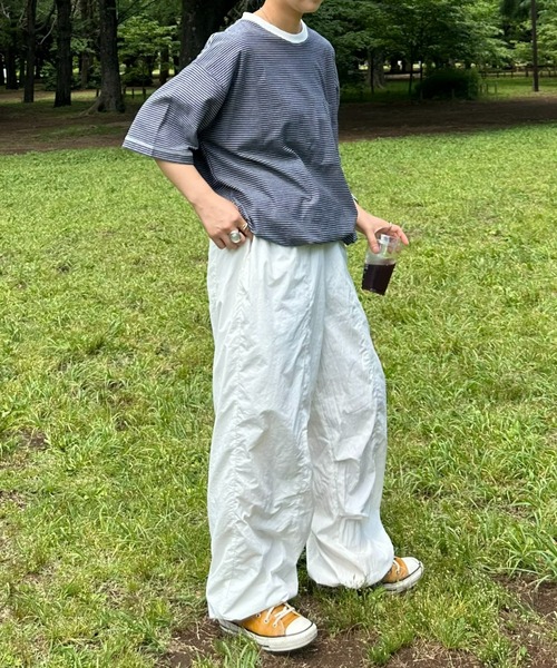 CIAOPANIC TYPY(チャオパニックティピー)の「ボーダー配色ステッチ半袖Tee(Tシャツ/カットソー・メンズ・グレー/オフホワイト/ブラウン/ネイビー・LARGE/MEDIUM)」の22枚目の写真