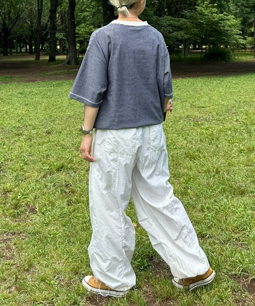 CIAOPANIC TYPY(チャオパニックティピー)の「ボーダー配色ステッチ半袖Tee(Tシャツ/カットソー・メンズ・グレー/オフホワイト/ブラウン/ネイビー・LARGE/MEDIUM)」の21枚目の写真